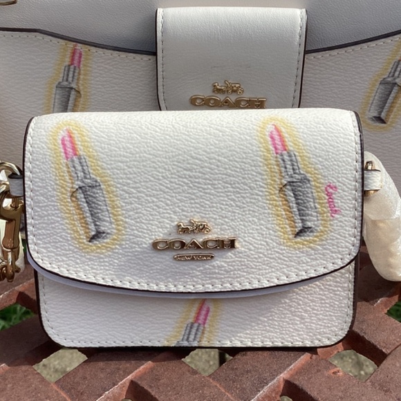 NWT Coach Poppy Lipstick Print Chain Strap Removable Card Case Crossbody… - Picture 6 of 10